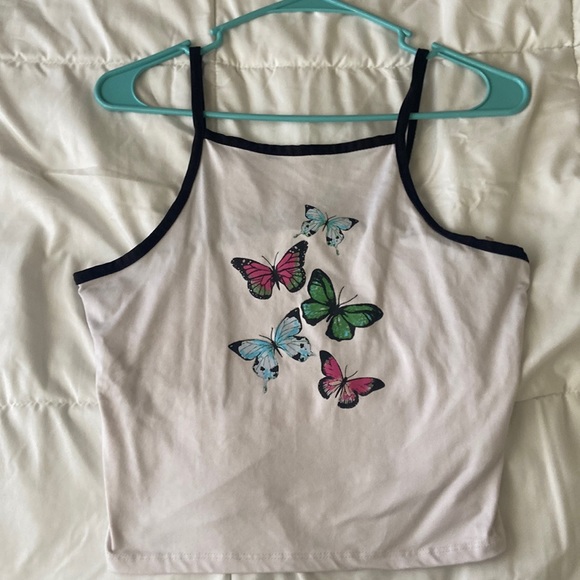 A large sized white butterfly tank top. - Picture 1 of 4